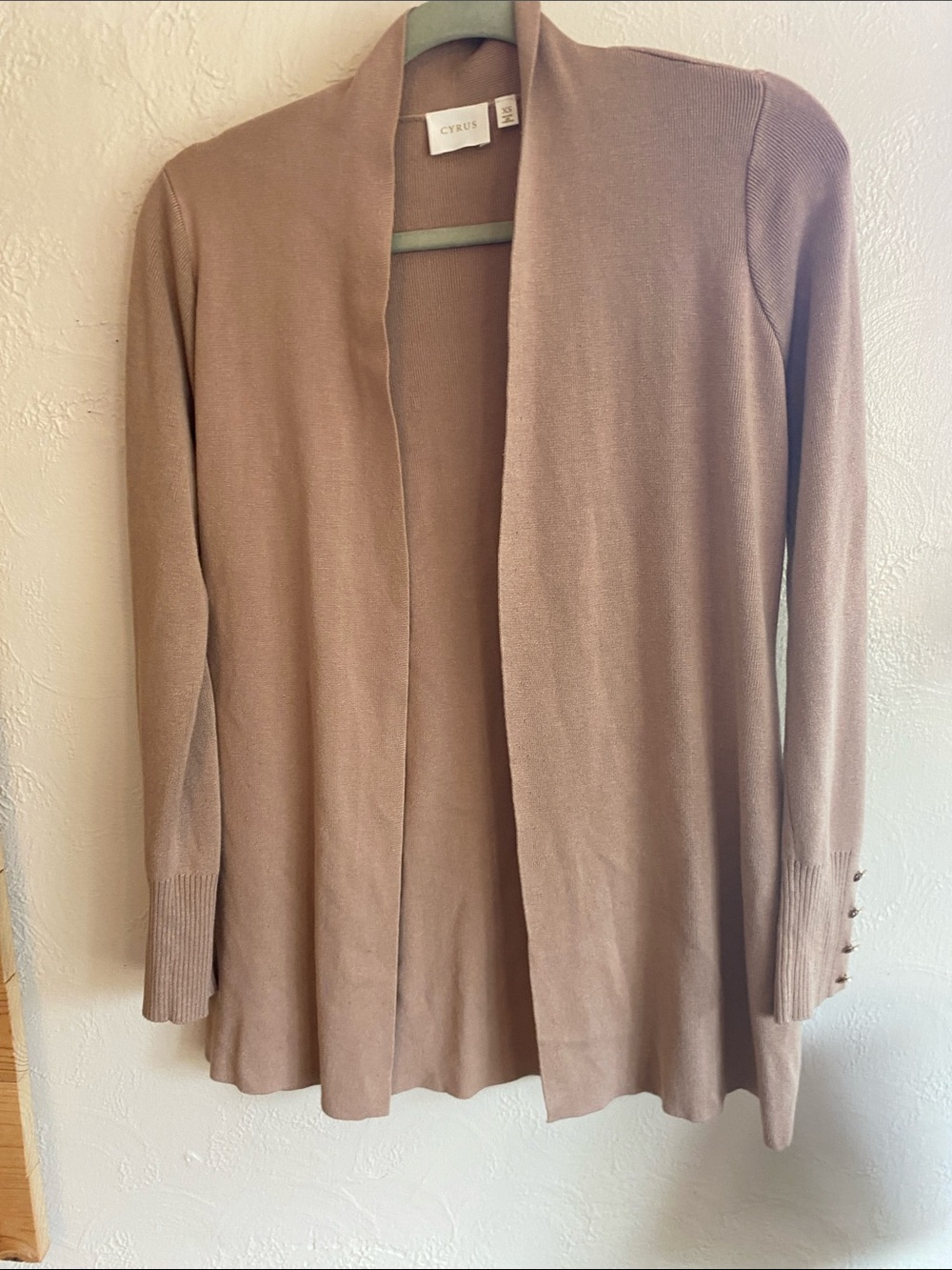 Cyrus Open-Front Cardigan in Taupe Brown
